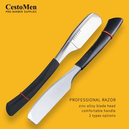 Razor Cestomen Retro Shaving Razor Blade Holder Mahogany Handle Stainless Steel Straight Shaver Barber Beard Shaving Razor