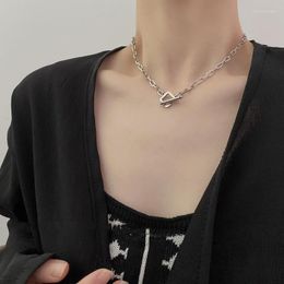 Pendant Necklaces VSnow Exquisite Geometric Square Toggle Clasp Chokers Necklace For Women Femme Stylish Chunky Chain Hollow Out Jewelry