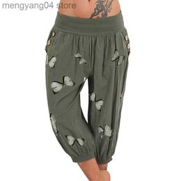 Women's Pants Capris Capris Pants Women High Waist Harem Pants Lightweight Streetwear Female Pocket Baggy Capri Jogger Trousers Bottoms With Print T2305