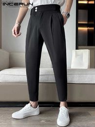 Men's Pants Casual Simple Style Men's Long Pants Solid Slant Placket Pantalons INCERUN Stylish Streetwear Hot Sale Male Harun Trousers S-5XL L230520