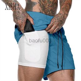 Men's Shorts Hot 2 in 1 Running Shorts Men Double-deck Sport Gym Shorts Fitness Short Pants Workout Shorts Men Sportswear Bodybuilding J230531