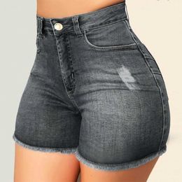 Women's Shorts New summer women's short leg long denim torn jeans high waist hot pants shorts P230530