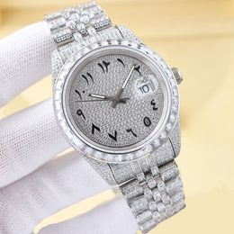 Full Diamond Mens Watch 41mm Automatic Mechanical Movement Watch Fashion Waterproof Business Designer Watch Montre Luxes