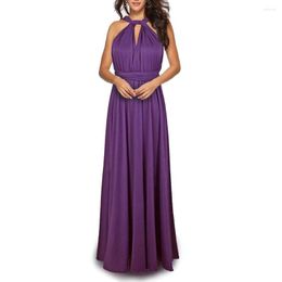 Casual Dresses Female Beach Slim Sexy Backless Large Swing Maxi Dress With Long Belt Multiple Wearing Elegant Halter Cisscross Ball Party