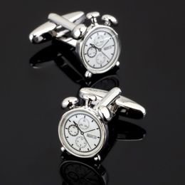 Cuff Links fashion men's shirt cufflinks silvery Clock senior designer exclusive design tool 230531
