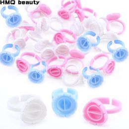 Tools Wholesale 50/100Pcs Disposable Eyelash Glue Fan Cup Rings Holder Container Tattoo Pigment Eyelash Extension Tools Lash Supplies