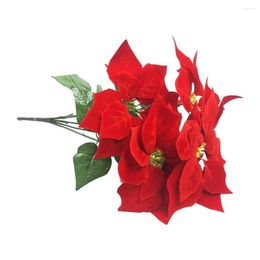 Decorative Flowers Handcraft Home Decoration Party Supplies Poinsettia Ornament Xmas Gift Christmas Tree Artificial Decor