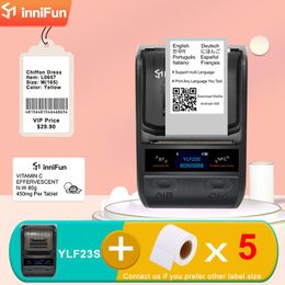 Printers Innifun Thermal Printer and Five Rolls Blank Label Barcode Sticker Label Maker Wireless Bluetooth Android iOS