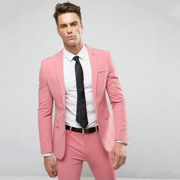 Men's Suits Fashion Pink Men Slim Fit Groom Costume Homme Man Blazer Wedding Tuxedos 2 Piece Jacket Pants Terno Masculino