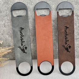 Leather Wine Long Style Stainless Steel Bottle Opener ,logo free engraved available