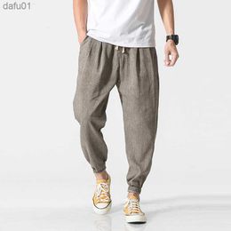 Men's Pants LEGIBLE Harem Pants Men Casual Pants Men Loose Trousers Male Chinese Traditional Harajuku 2021 Summer Clothe L230520