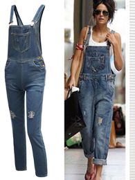 Women's Jeans Women Fashion Denim Trousers Loose European And American Ripped Overalls