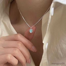 Pendant Necklaces Heart Necklace For Women Silver Colour Gradient Gemstones Bead Chain Fashion Jewerly Gift