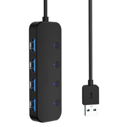 Hubs USB Hub 4 Ports USB 3.0 5Gbps Hub Splitter One To Four Extender With Independent Power Switch And LED For Laptop PC