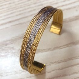 Bangle Ethiopian Two-tone Bangles For Women Fashion Silver Color Dubai Wedding Bracelet African Arab Bridal Jewelry Gifts