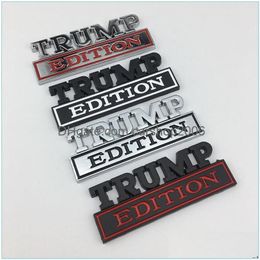 Party Decoration 7.3X3Cm Trump Car Plastic Sticker Us Presidential Election Supporter Body Leaf Board Banner Drop Delivery Home Gard Dhjwh