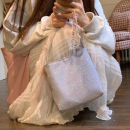 Evening Bags Xiuya Summer Women Shoulder Bag Korean Style Solid Colour Glitter Powder Handbag 2023 Fashion Luxury Designer Underarm