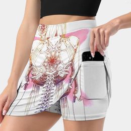 Skirts Cyborg Girl Spine ( Pink ) Women's Skirt With Hide Pocket Tennis Golf Badminton Running Ink Robot