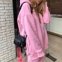 Tracksuits 2021 Autumn Winter Sports Casual Women's Set 2 Piece Sweatwear Long Sleeve Zipper Sweatshirt Hoodie+Pants P230531