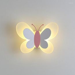 Wall Lamp Nordic Modern Bedroom Led Light Creative Personality Mirror Children's Room Butterfly Bedside Simple