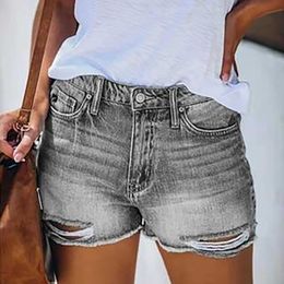 Women's Shorts Summer women's Sexy high waisted hole shorts Old style denim jeans Pantalones De Mujer P230530