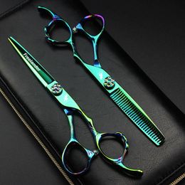 Tools Freelander 6 inch Japan 440C Professional Salon Hairdressing Scissors Green Hair Scissors Hairstylist Barber Scissors