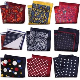 Bow Ties Luxury Polka Dot Floral Men Pocket Square Hanky Classic Wedding Party Handkerchief Soft Silk Vintage Hankies Chest Towel