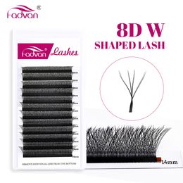 False Eyelashes 8D W Lashes Double Layer 4D Shape Lash Extensions 815mm Natural Soft Volume Fan 007CD Premade 230530