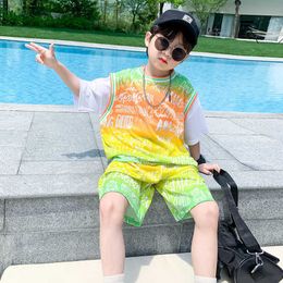 Clothing Sets Boys Summer Sport Suits for Kids Basketball Tracksuits Tie-dye ShirtsandShorts Clothes School Outfits 3-14years