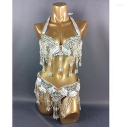 Stage Wear Women Beaded Sequins Belly Dancing Suite Bra & Belt 2pcs Set Accept Any Size And Custom Made