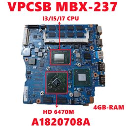 Motherboard A1820708A For SONY VPCSB MBX237 Laptop Motherboard With I3 / I5 / I7 CPU 2160809000 512MB GPU 4GBRAM 13.3 inch 100% Tested