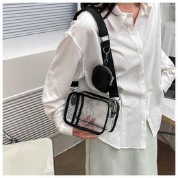 Evening Bags Transparent PVC Crossbody Shoulder Bag With Mini Coin Purse Pendant Women Square Designer Handbag Messenger Earphone Phone