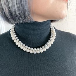 Necklace Earrings Set Freshwater Gray-white Pearl Double-layer High-level Banquet Wedding Evening Gift Noble Bracelet