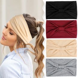 Women Headwrap Cotton Stretch Headbands Elastic Hair Ribbons Turban Headwear Bandage Hairbands Sports Sweat Hair Bands 2090