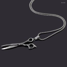 Pendant Necklaces Fashion Design Stainless Steel Scissors Necklace For Barber Men Women Gift 2023 Box Link Chain P445