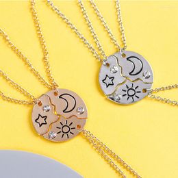 Choker 3 Piece Set Sun Moon Star Pendant Necklace Friend Friendship Couple Fashion Jewelry Wholesale