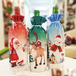 Christmas Decorations Decoration Santa Claus Wine Bottle Er Holder Bag Snowman Xmas Clothe Home Dbc Drop Delivery Garden Festive Par Dhe6R