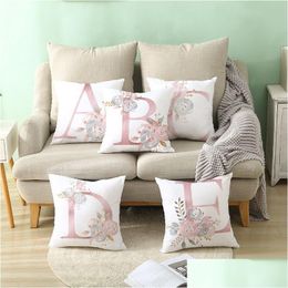 Pillow Case 18X18Inch Pink Letters Soft Pillowcase Peach Skin Office Sofa Cushion Living Room Seat Decorative Er Vt1784 Drop Deliver Dhtbr