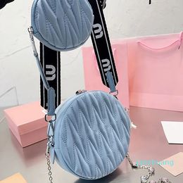 Pleated 2-In-1 Round Bag Women Designer Handbags Jewel Chain Shoulder Bags Woven Letter Shoulder Strap With Mini Pouch Zipper Closure 2023