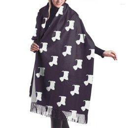 Scarves West Highland White Terrier Dog Print Women's Scarf Shawl Winter Women Imitation Cashmere 196 68cm Long Tassel