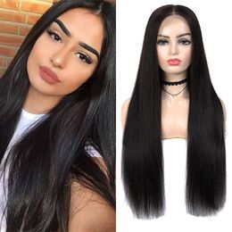 Natural Black Lace Part Human Hair Wig Brazilian Straight Long Hair 13x1 T Part Wig For Black Women Remy Hair Wig IJOY