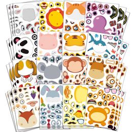 Kids Toy Stickers Children DIY Puzzle Sticker Funny Make Animal Face Assemble Jigsaw Early Education Boys Girls Gift Party Favour 230530