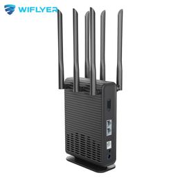 Routers Wiflyer 4G SIM Router WE2805E 1200mbps 300M EU Modem WAN LAN SIM Inside WiFi External Signal Amplifier High Gain Antenna