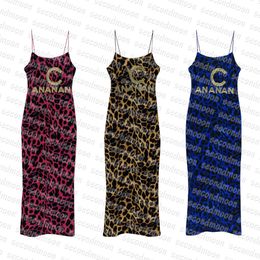Leopard Print Dress Women Sexy Sling Dresses Party Fashion Long Dress Tight Fitting Bodycon Dress