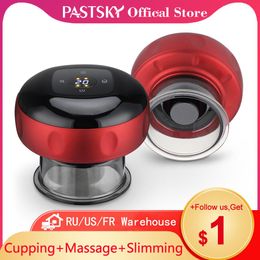 Massager PASTSKY Vacuum Cupping Body Massager Suction Cup Eletric Gua Sha Professional Heat Physiotherapy Anti Cellulite Slim Weight Loss