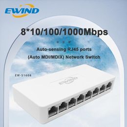 Switches EWIND Ethernet Switch 5/8 Ports Desktop Gigabit Network Switch 10/100/1000Mbps Adapter Fast RJ45 Ethernet Switch Auto MDI/MDIX