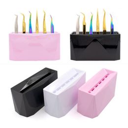 Brushes 6 Holes Acrylic Eyelash Tweezer Storage Stand Holder Lash Extension Tools Organizer Beauty Eyebrow Makeup Rack 3 Colors