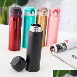 Water Bottles Promotion Bounce Lid Stainless Steel Vacuum Women Men Office Business Customizable Thermal Insation Cups Dh0795 Drop D Dhzse