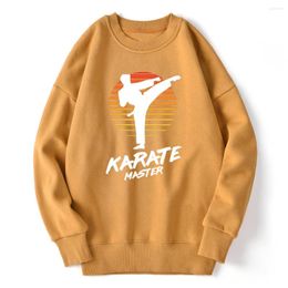 Men's Hoodies Karate Master Print Sweatshirt For Mens Drop Shoulders Fleece Hoody Male Outwear Tops Man's Clothing Fall Retro Supoleron