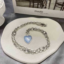 designer Jewellery bracelet necklace ring interlocking women's Blue Love enamel clavicle chain Tanabata Valentine's Day webcast high quality
